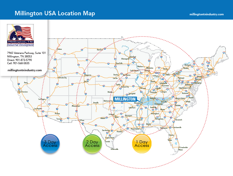 Millington, Memphis Area TN Industrial Buildings & Sites Map Room